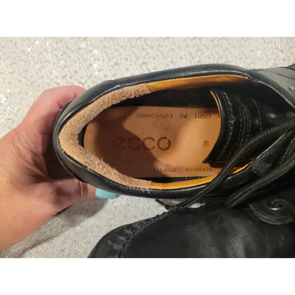 Ecco Men's‎ Howell Comfort Shoes Black Oxford Lace Up Leather Size  EUR 46 US 12